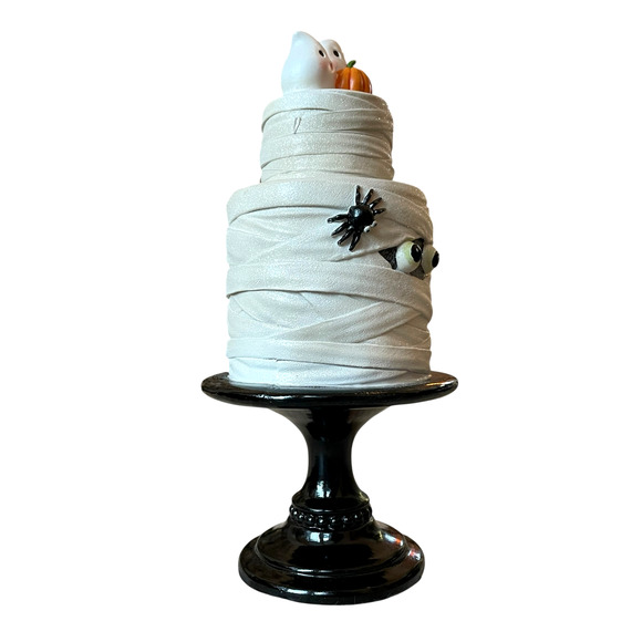 SWEET TREATS 2-Tier Mummy Halloween Faux Cake With Ghost & Pumpkin 19" NEW - Picture 12 of 16